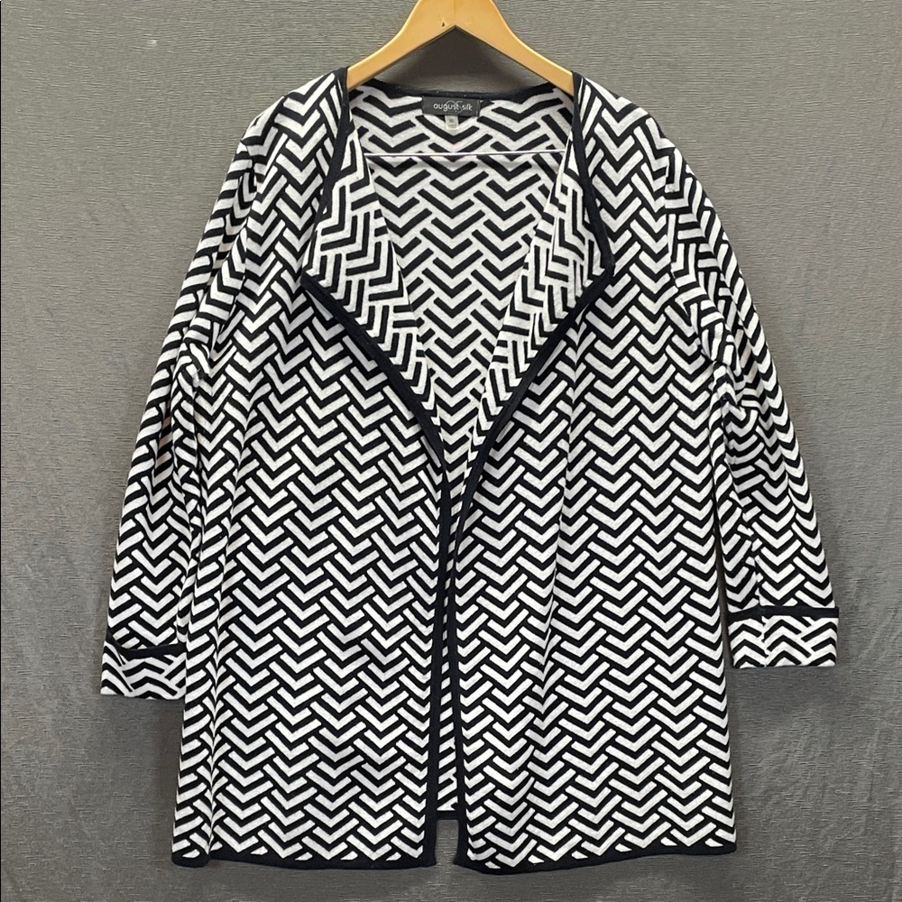 August Silk Monochrome Chevron Cardigan